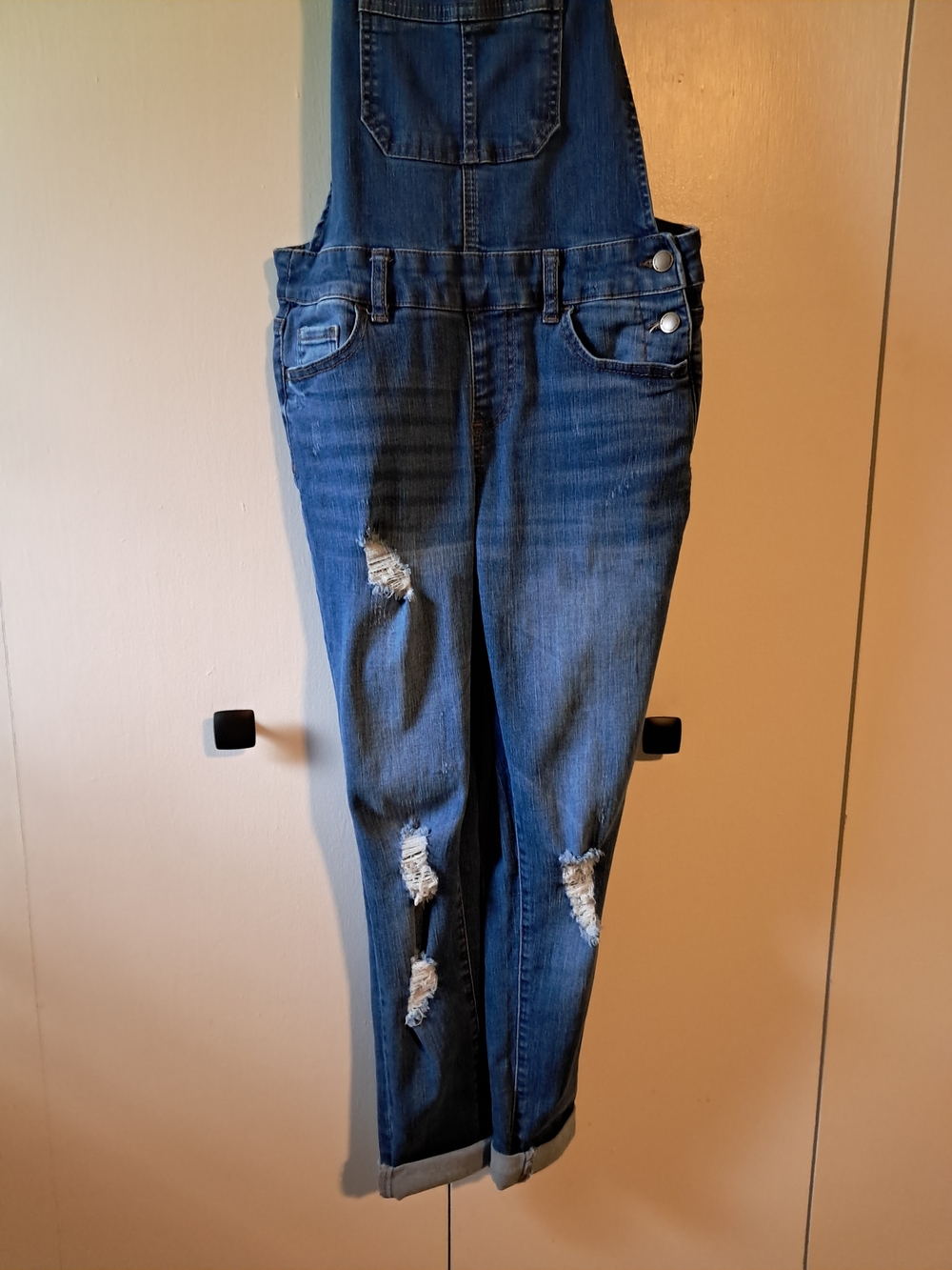 Wax Jean Dark Blue Ripped Denim Overalls - Picture 3 of 6